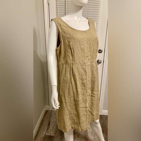 Studio Ease Linen Dress Women Beige Sz 16 - Picture 4 of 8
